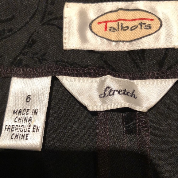 Talbots black with velvet design on side zip pants - Picture 6 of 7